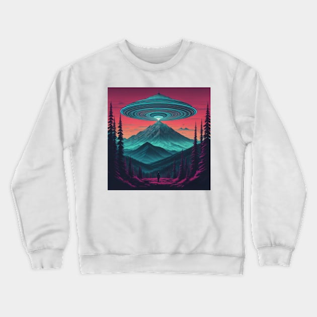 UFO Chronicles Podcast - UFO Glitch Artwork V7 Crewneck Sweatshirt by UFO CHRONICLES PODCAST